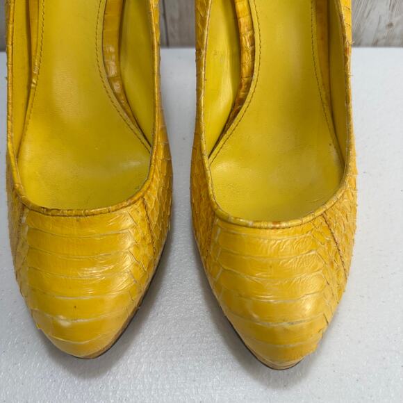 Lauren Ralph Lauren Kailee Pumps Womens sz 7B Yellow Snakeskin Leather Stiletto - Picture 7 of 10